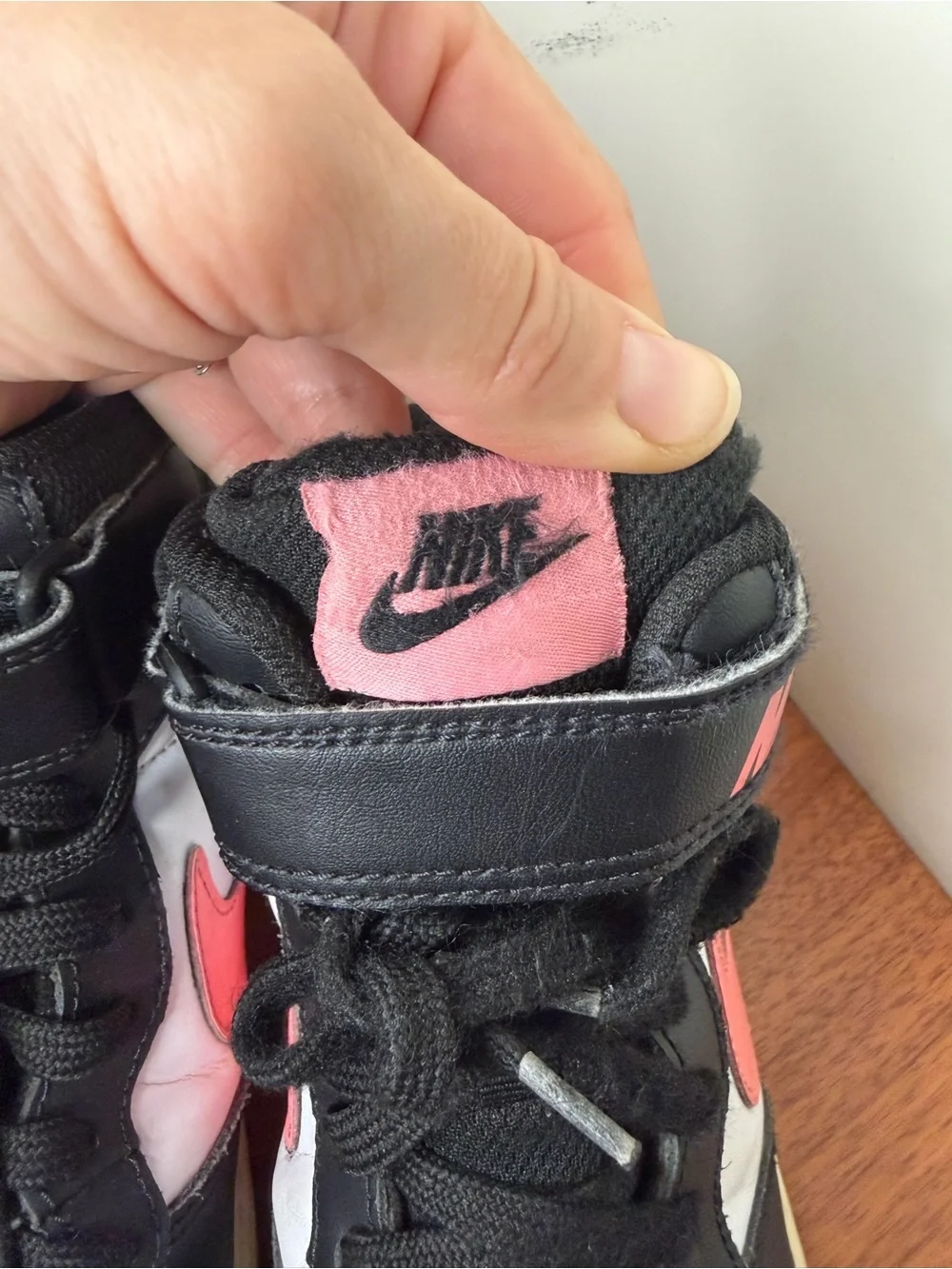 Nike Court Borough Mid 2 Kids Shoes Black White Pink CD7782-005 4Y